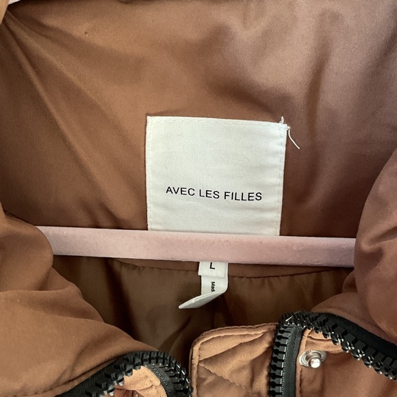 Avec Les Filles Puffer Long Vest Brown Large - Picture 6 of 7